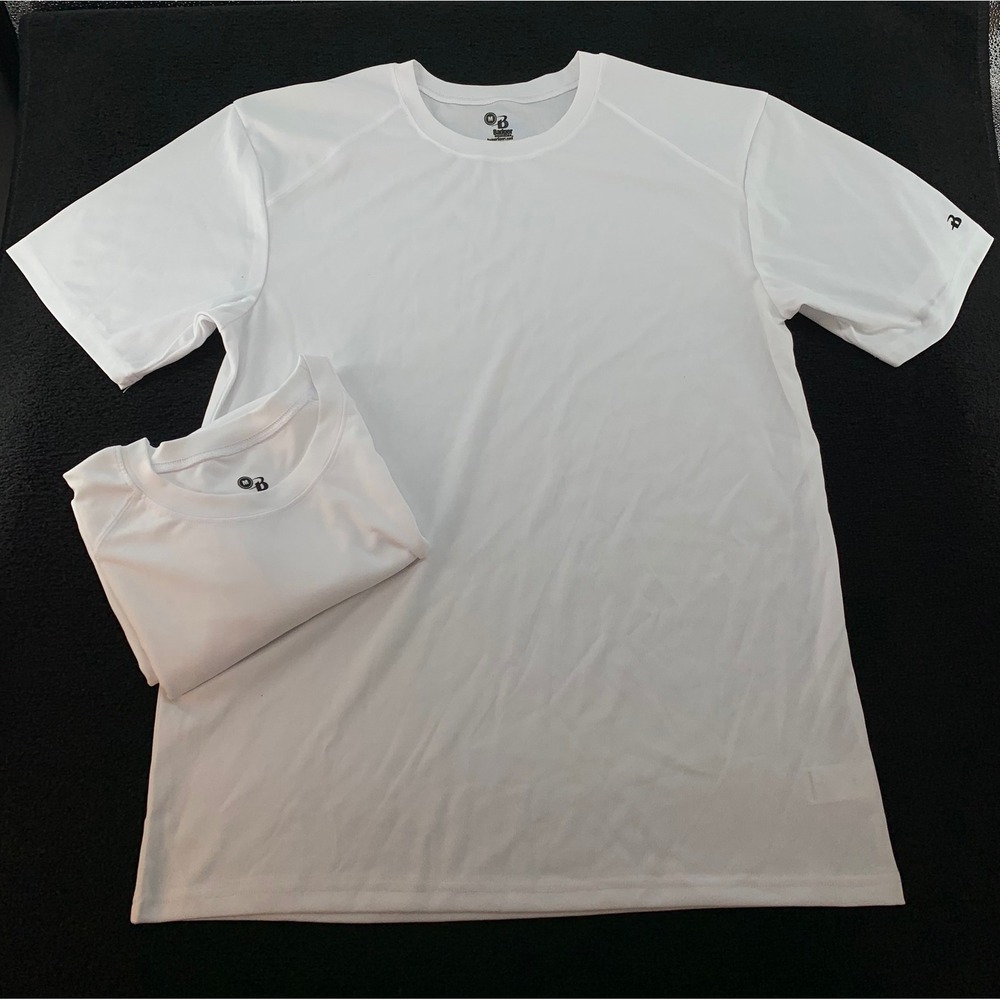 Lot of 2‎ Badger Sport White Athletic T Shirt Men's Size M Moisture Performance